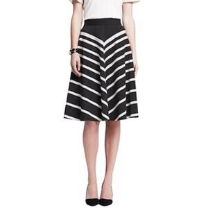 Banana Republic Black and White Striped Midi Skirt
